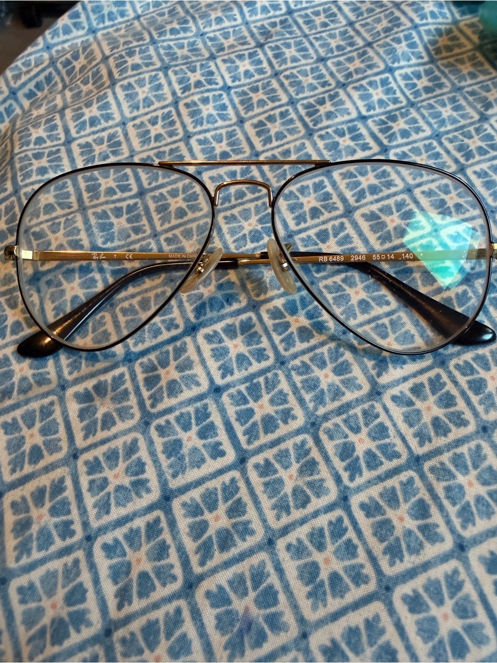 Ray-Ban Gold and Black Aviator Glasses